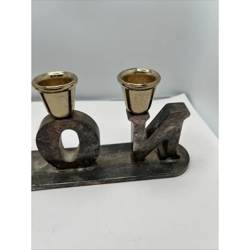 GODINGER Christmas‎ Candle Holder NOEL Holiday Silverplated Vintage Full Patina